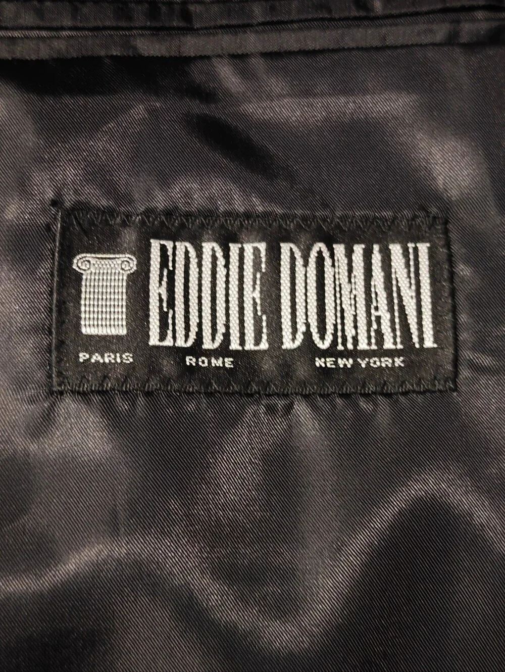 NWT Eddie Domani Men's Black Pinstripe Suit Unhemmed Trousers Size 40S / 34W